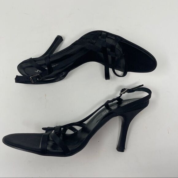Via Spiga Sandals Strappy Satin Black Women's Size 8 Heeled - Picture 5 of 9